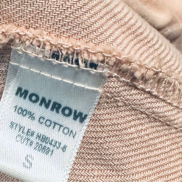 MONROW Taupe Jogger Pants Size Small Pull On Striped Waistband Neutral Beige - Picture 5 of 6